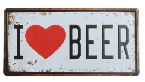 I Love Beer Plate Tin Sign Vintage Metal Plaque Poster Bar Pub Home Wall Decor