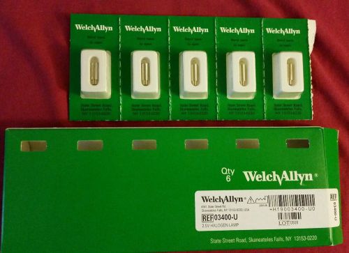 NEW Welch Allyn 03400-U 2.5V Halogen Replacement Bulb GENUINE Welch Allyn 5 pack