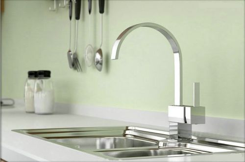 Kitchen Sink Deck Mounted Single Handle Swivel Spout Chrome Faucet Mixer Tap