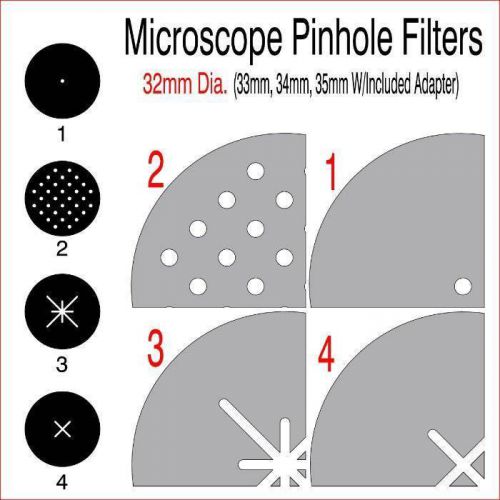 Microscope Pinhole Filter Set 32mm (33mm, 34mm, 35mm W/ Included Adapter)
