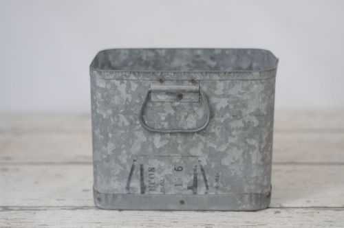 Vintage Zinc Galvanized Metal Bin With Handle Vintage Metal Box Industrial