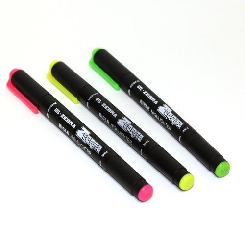 Scripture Highlighter - 3 Color Double Ended Markers - Green, Yellow, Pink -