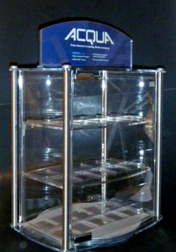 Acrylic rotating locking countertop display case w/key - removable acqua sign for sale