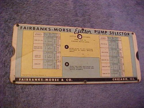 FAIRBANKS-MORSE EJECTOR PUMP SELECTOR FOR DEEP WELL DOUBLE PIPE SLIDE CHART