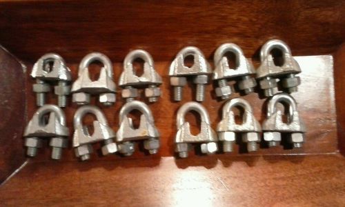 12 malleable galvanized wire rope cable clips, 3/8&#034; new ships usps priority free for sale