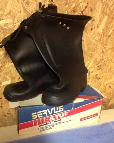 Servus Lite&amp;Tuff  10&#034; Black Stretch Over Shoe Waterproof Boot Size 9