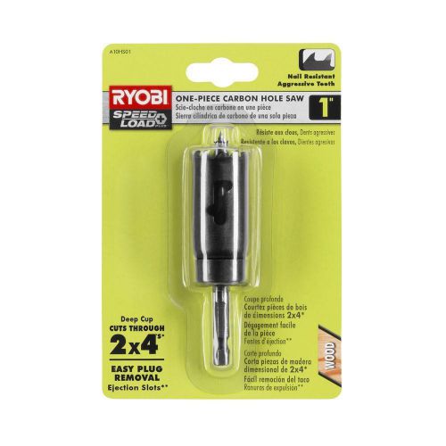 Ryobi 1 in. Carbon Hole Saw, Aggressive Tooth Design, Green, Steel, A10HS01, New