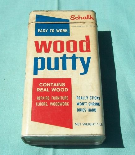 Vintage Schalk Cardboard Can Wood Putty 1 Pound Can 1/2 Full