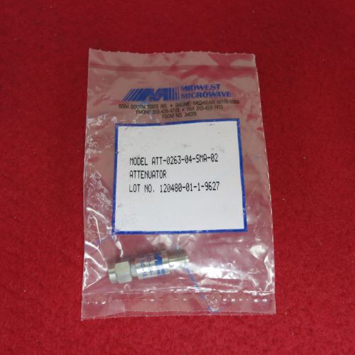 Midwest microwave att 0263 04 sma 02 dc-18 ghz 4db attenuator (new) for sale