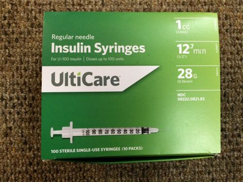 Insulin Syringe 1cc 1/2&#034; 28g Pack/90 UltiCare 8218