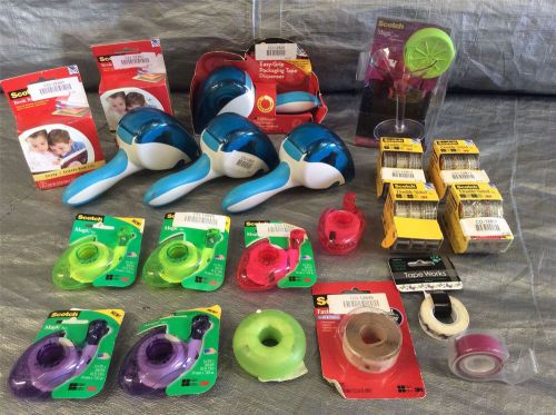 Wholesale lot assorted scotch tape, double sided, tape dispenser and more 59 pcs for sale