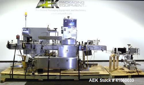 Used- accraply model 4000-pw inline automatic wrap around pressure sensitive lab for sale