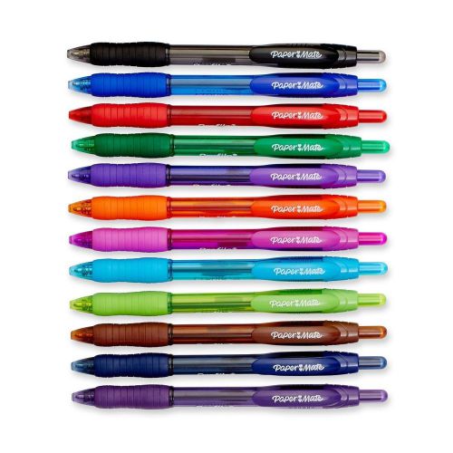 12 Pack Retractable Ballpoint Pens w Soft Comfort Grip Smooth Assorted Colors