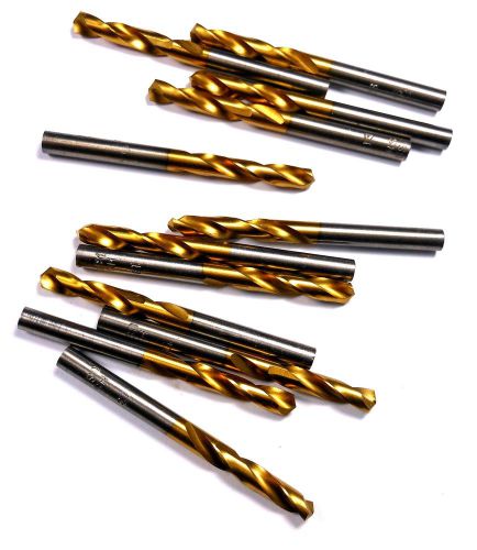 Screw machine length drills #13 .1850&#034; hss tin 135d 1-1/8&#034; x 2-3/16&#034; qty12 &lt;566&gt; for sale