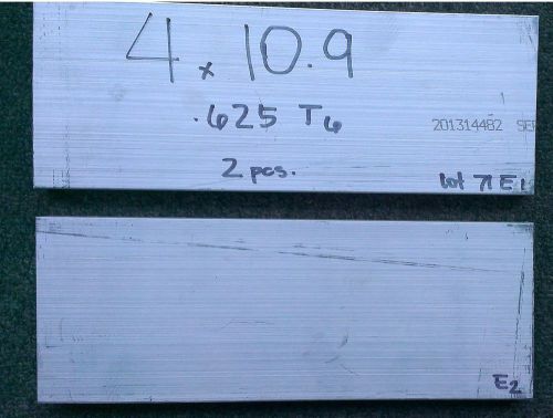 Lot 71e , 2 Pcs  5/8 Aluminum Plate 4x10.9 Plate Bar 6061 T6 .625 5/8” Thk