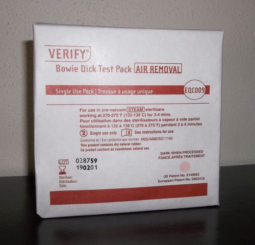 STERIS VERIFY Bowie Dick Air Removal Steam Sterilizer Test Pack -ONE- EQC009 USA