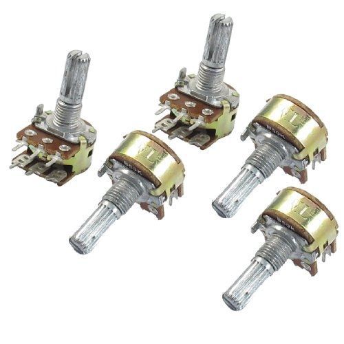 5 pcs b50k 50k ohm 6 pins split shaft rotary linear dual taper potentiometers for sale