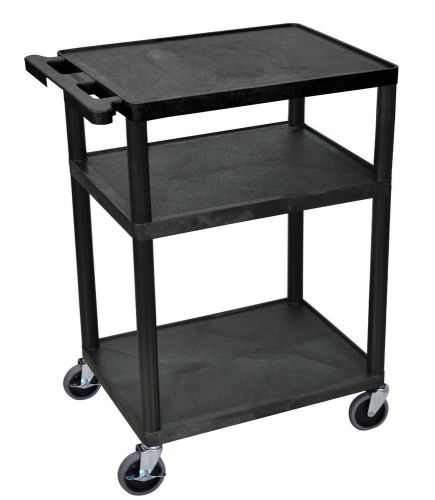 Luxor 3 Shelf AV Presentation Cart, Black - LP34-B New
