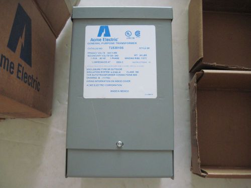 Acme electric t253010s transformer, multi purpose, 1 phase, 1kva, 120/240v out for sale