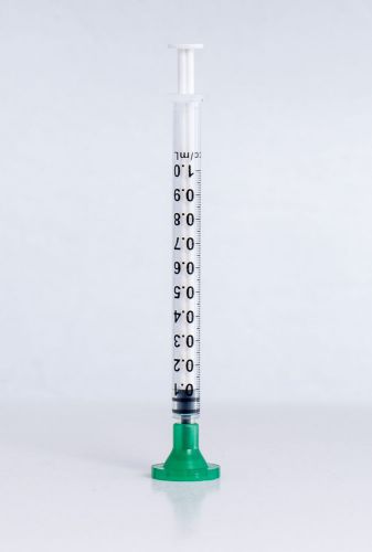 100 easy glide syringes sterile luer sllip 1cc / 1ml with 100 green tip caps for sale