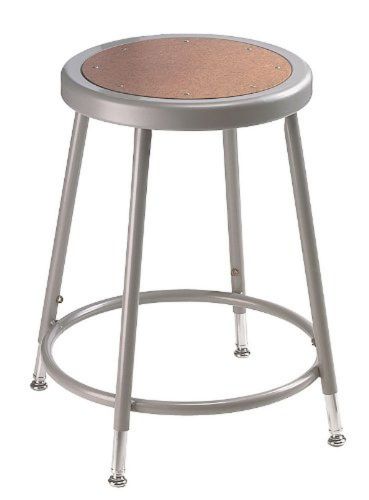 National Public Seating 6218H  Grey Steel Stool with Hardboard Seat Adjustabl...