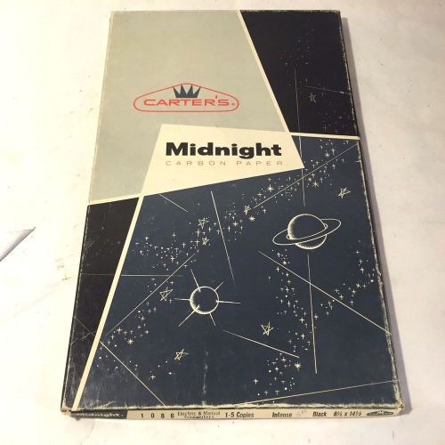 Vtg CARTER&#039;S MIDNIGHT CARBON PAPER Intense Black 41 pgs UNUSED Atomic Space Age