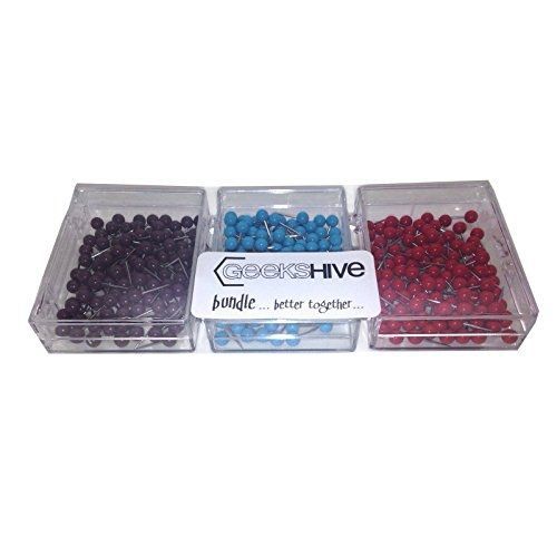 Geekshive moore push-pin map tacks (purple, red, light blue) bundle for sale