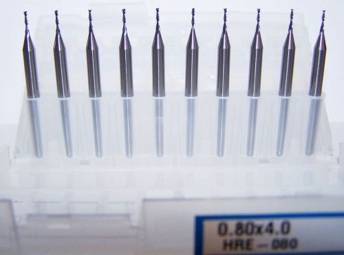 (10) 0.80mm (.0315&#034;) 2 FLUTE MICRO CARBIDE ENDMILLS - fishtail end SUPER SALE