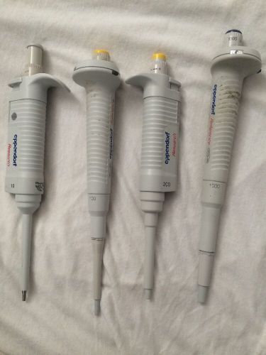 Lot of 4x eppendorf research variable volume pipettes 0.5ul-10ul/100/200/1000 ul for sale
