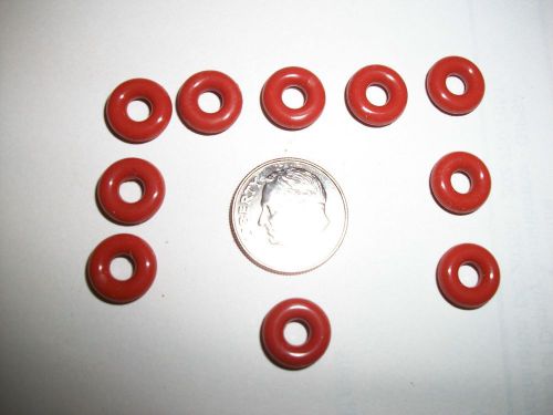 10 Small Silicone Grommets, 10mm OD, 4mm ID. Red