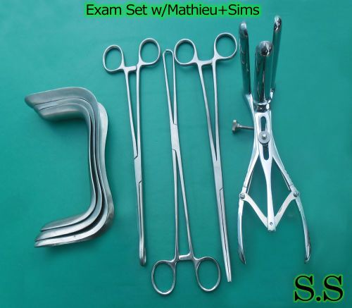 Exam Set w/Mathieu+Sims Speculum+Spong Forceps Gynecology instruments S.S-310