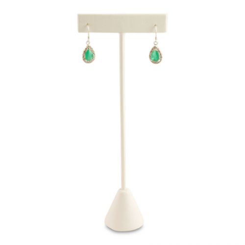 White Leather T-Bar Earring Jewelry Display 6-3/4&#034;