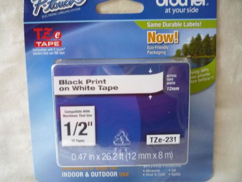 P- touch brother tze-231 tape. black on white for sale