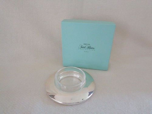 Ercuis Paris Saint Hilaire Galet Individual Butter Dish Glass Silverplate w Box