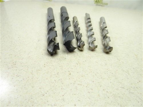 LOT OF 5 HSS STRAIGHT SHANK DRILLS 33/64&#034; TO 7/8&#034; ACE PTD GREENFIELD