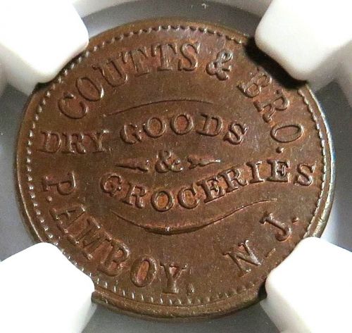 PERTH AMBOY NEW JERSEY&#039;S &#034; COUTTS &amp; BRO.- GROCER &#034;  690A-1a  NGC  MS-63  NO Rese