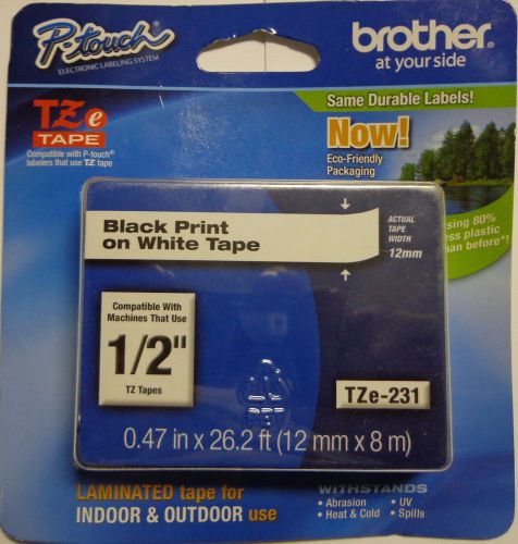 Genuine Brother P-Touch TZe-231, 1/2&#034; TZ Label Tape