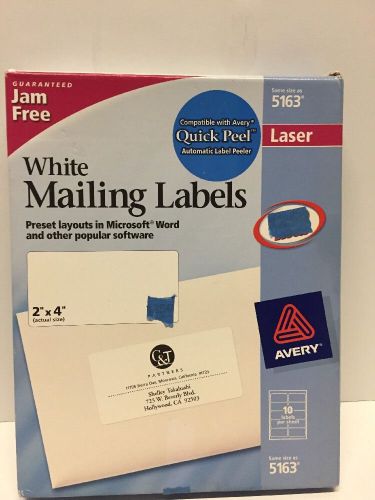 AVERY LASER WHITE MAILING LABELS 5163 2&#034;X4&#034; 1160 LABELS