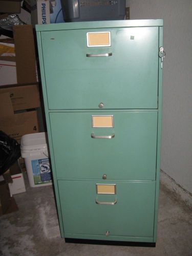 Vintage General Fireproofing Co. Legal Size 3 Drawer Locking File Cabinet