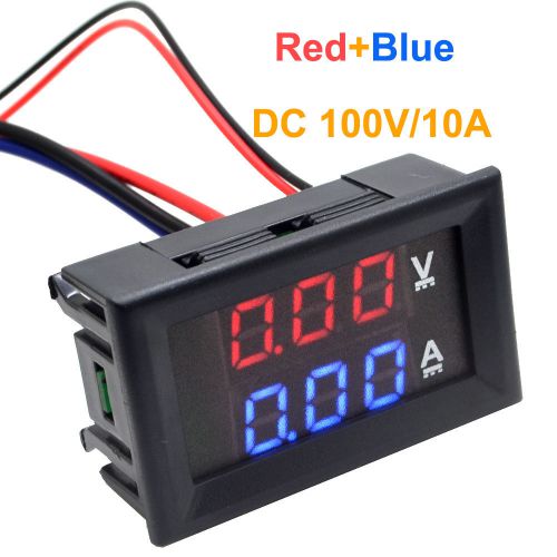 5pcs/lot led dc 0-100v 10a dual display  digital voltmeter  ammeters panel amp for sale
