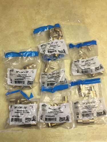 New 7 X 5 Pack Sioux chief Power Pex Brass Tee T Connection 3/4&#034; x 3/4&#034; x 1/2&#034;