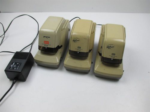 Lot of 3 MAX EH-50F Heavy Duty Flat Clinch Electric Stapler With Power Adapter