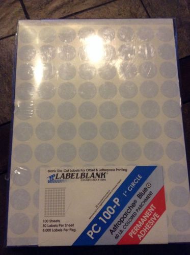 1&#034; circle labels, Astroparche Blue 8,000 labels total, 100 sheets, sealed &amp; New