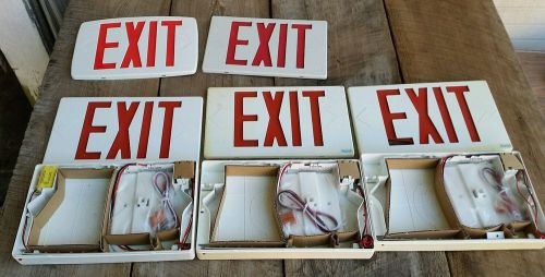 Lot of 3 Exit Signs LED Exit BEGHELLI + Parts Sun Discolor one Crack NOS 120 220
