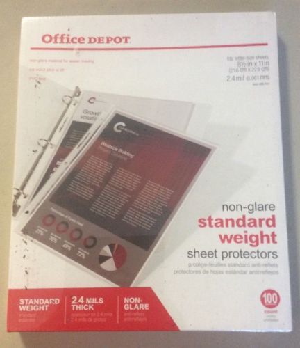 Office depot top-loading sheet protectors, standard weight, non-glare, box of 10 for sale