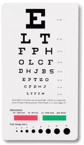 Eye Chart Snellen Pocket Exam Vision Medical Test Projector Measuring Devices