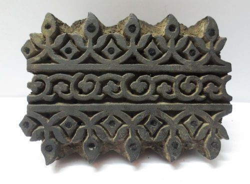 INDIAN WOODEN CARVED TEXTILE FABRIC PRINTERS BLOCK STAMP ETHNIC BOLD DESIGN