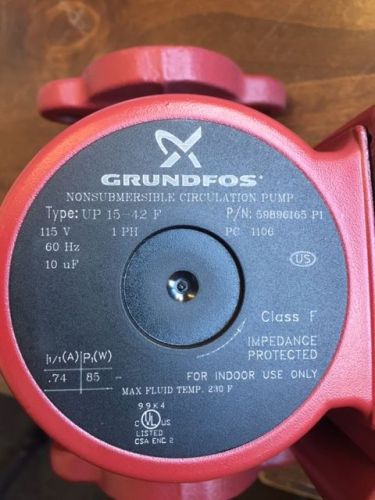 Grundfos UP15-42F 115v Circulation Pump 59896165 Includes Nuts/Bolt/Gasket Kit