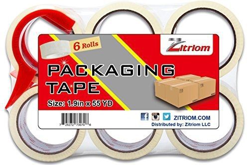 Zitriom packing tape with dispenser included for moving ultra adhesive packages for sale