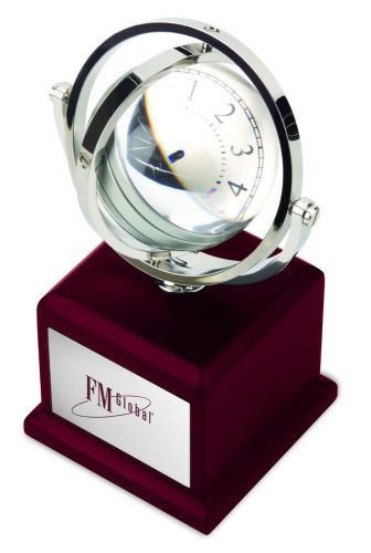 MAHOGANY WOOD STAND MAG-GLOBE CLOCK- RETAIL $45- GIFT/ AWARD OR OFFICE